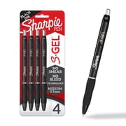 Sharpie S-Gel, Gel Pens, Medium Point (0.7mm), Black Ink Gel Pen, 4 Count