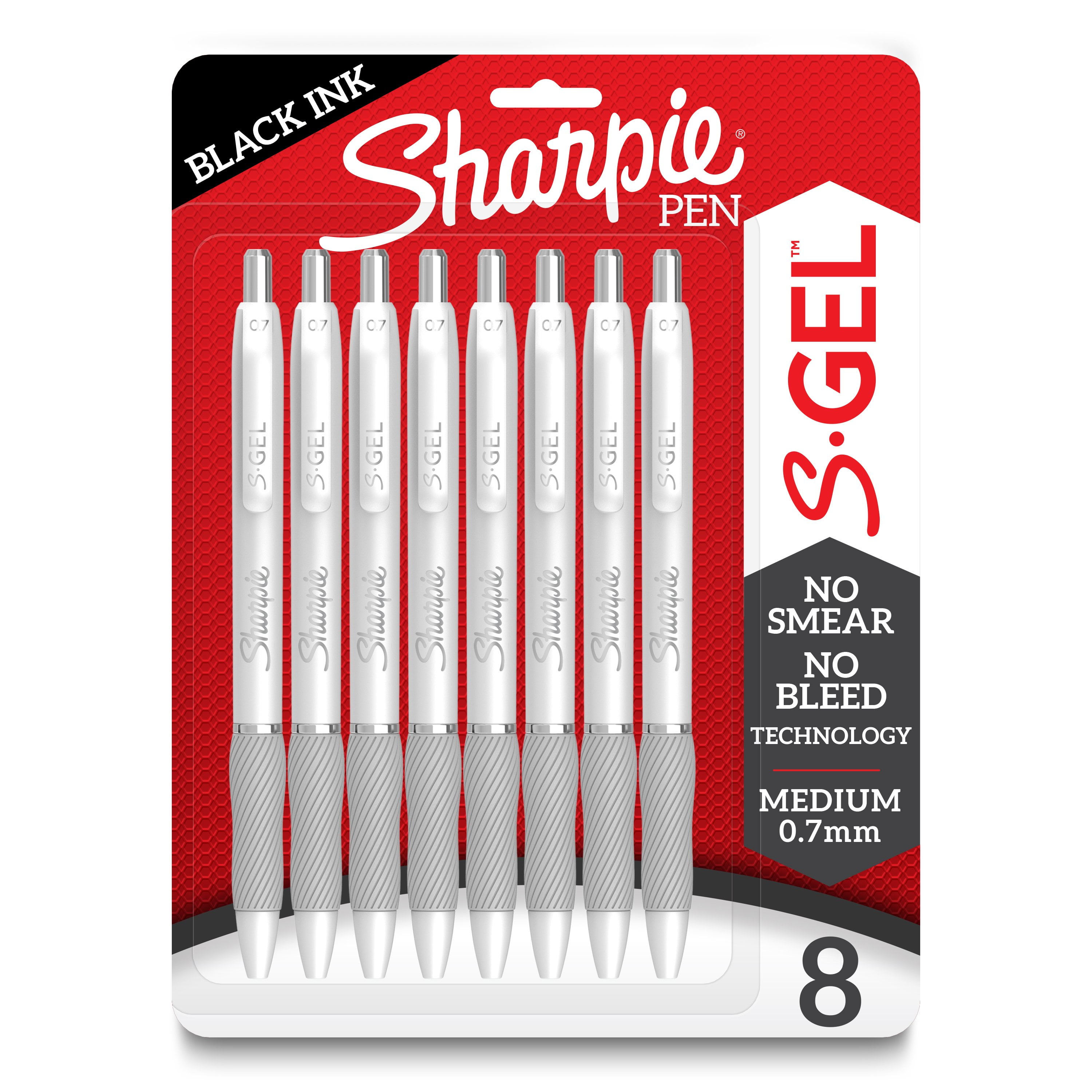 Sharpie SGel, Gel Pens, Medium Point (0.7mm), Black Ink Gel Pens, 8 Count