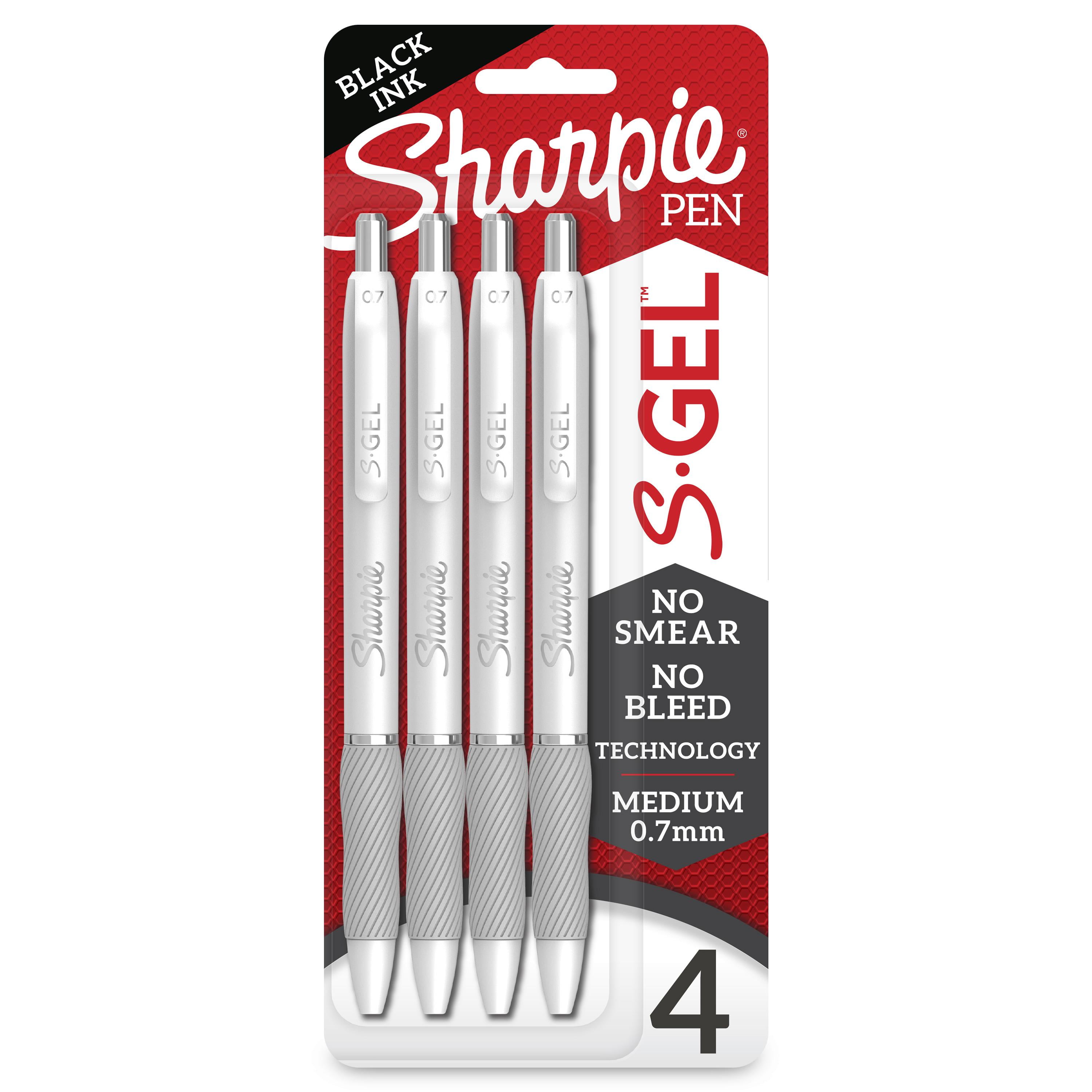 Sharpie S-Gel, Gel Pens, Sleek Metal Barrel, Matte Black, Medium Point  (0.7mm), Black Ink, 4 Count 