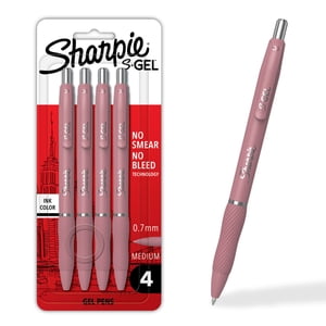 Plumas Sharpie S-Gel, punta mediana, color Bold Blush, tinta negra, 4 piezas