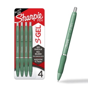 Sharpie S-Gel, Gel Pens, Medium Point (0.7mm), Green Barrel, Black Ink, 4 Count