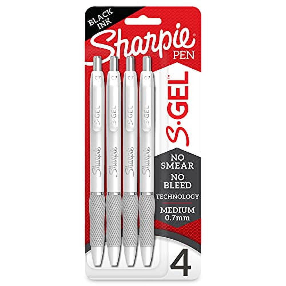Sharpie S-Gel, Gel Pens, Medium Point (0.7mm), Pearl White Body, Black