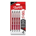 thumbnail image 1 of Sharpie S-Gel, Gel Pens, Sleek Metal Barrel, Crimson Red, Medium Point (0.7mm), Black Ink, 4 Count, 1 of 6