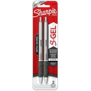 Sharpie S-Gel, Gel Pens, Sleek Metal Barrel, Gunmetal, Medium Point (0.7mm), Black Ink, 2 Count