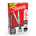 thumbnail image 1 of Sharpie S-Gel, Gel Pens, Sleek Metal Barrel, Medium Point (0.7mm), Black Ink, 12 Count, 1 of 6