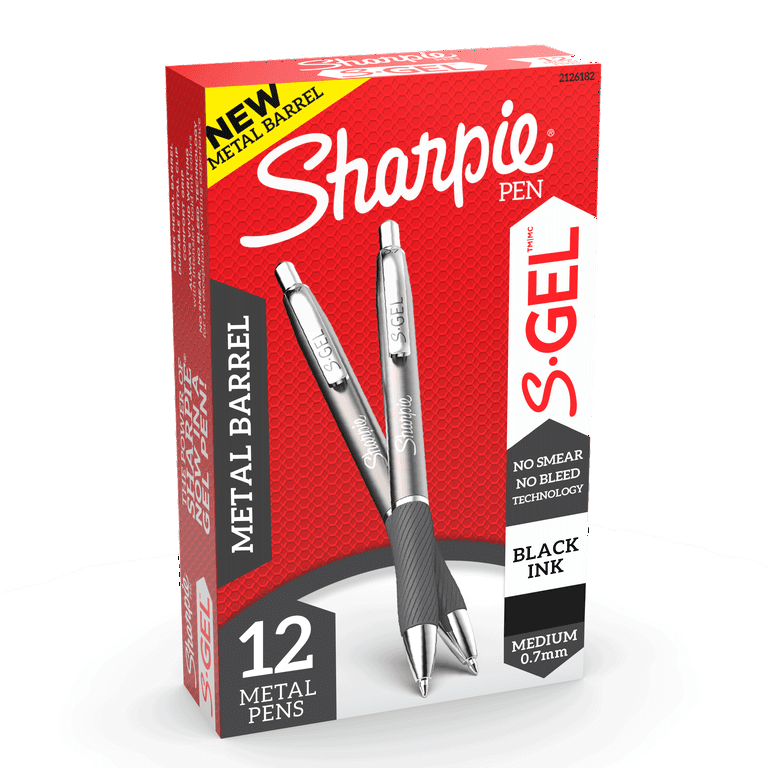 Sharpie S-Gel Retractable Gel Pen, Bold 1 mm, Assorted Ink, Black Barrel, 4/Pack