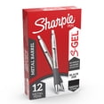 thumbnail image 1 of Sharpie S-Gel, Gel Pens, Sleek Metal Barrel, Medium Point (0.7mm), Black Ink, 12 Count, 1 of 6