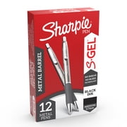 Sharpie S-Gel, Gel Pens, Sleek Metal Barrel, Medium Point (0.7mm), Black Ink, 12 Count
