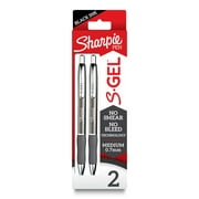 Sharpie S-Gel, Gel Pens, Sleek Metal Barrel, Gunmetal, Medium Point (0.7mm), Black Ink, 2 Count