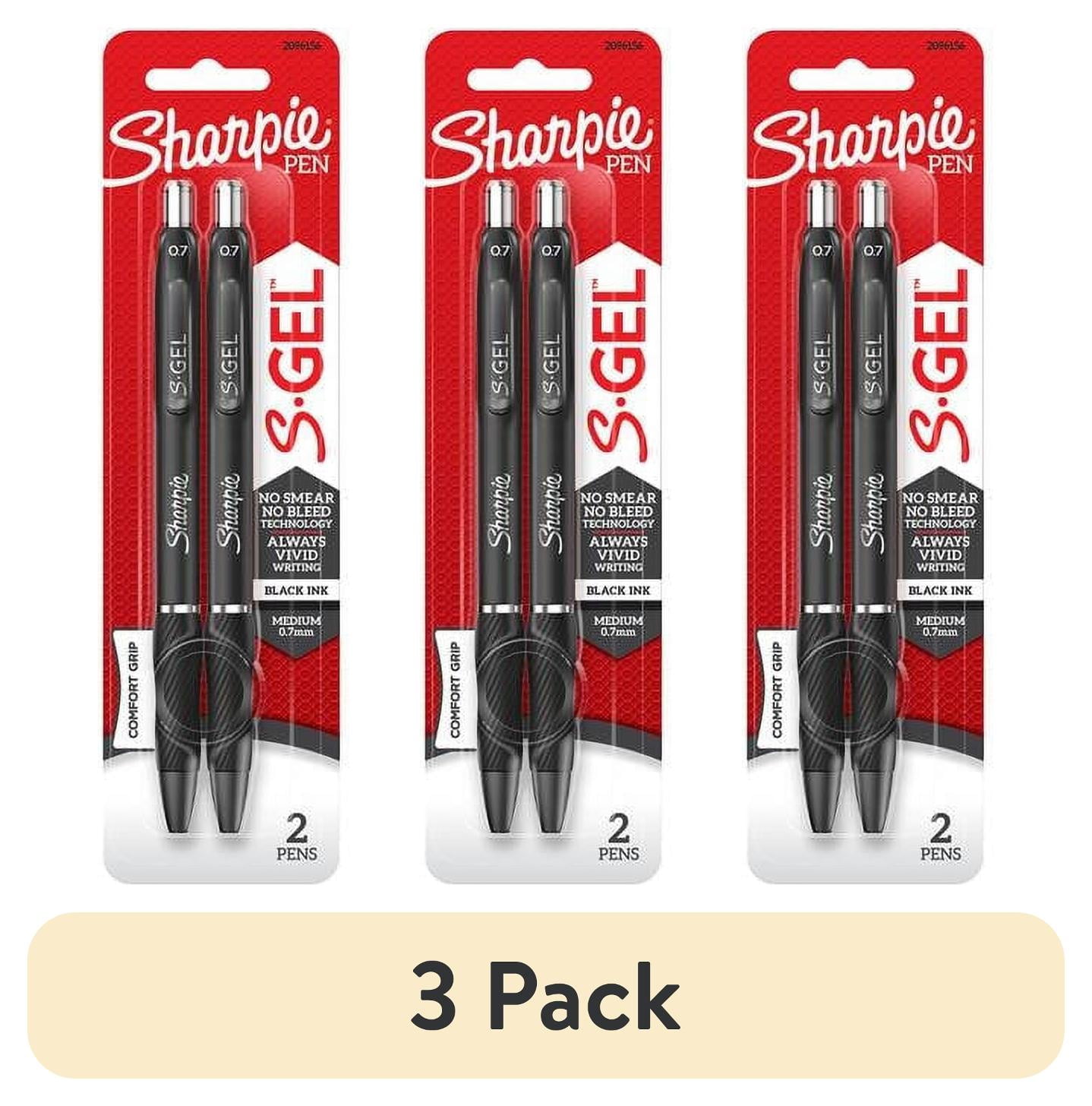 Sharpie S-Gel Pen, Retractable, Medium 0.7mm, Black Ink, 2