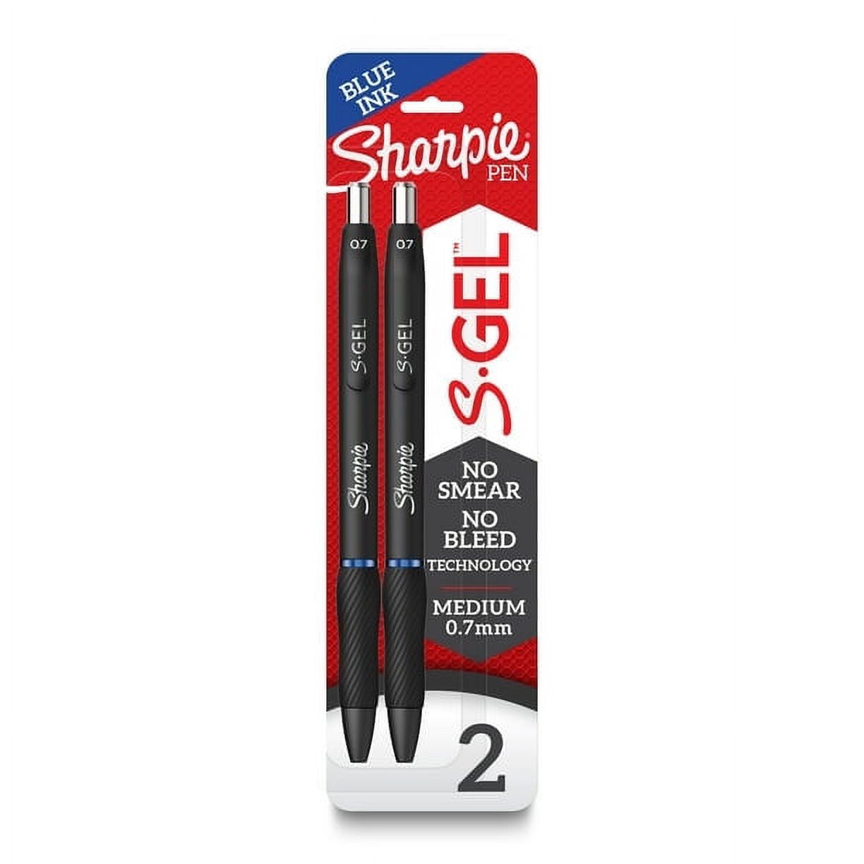 Sharpie S-Gel Pen, Retractable, Medium 0.7mm, Blue Ink, 2 Count