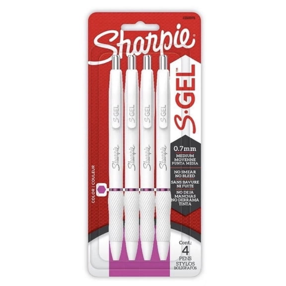 Sharpie S-Gel Pens Berry Pink Ink 0.7mm Medium Point White Barrel 4 Pack New