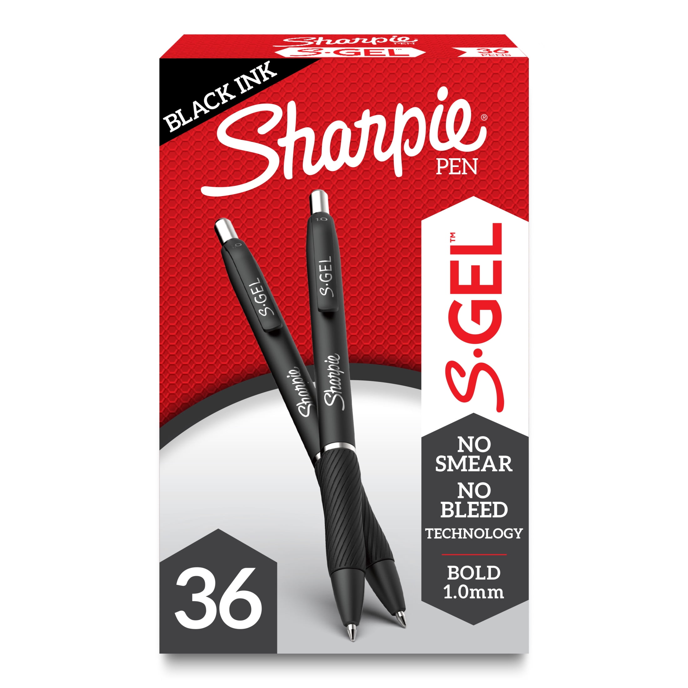 Sharpie S-Gel Pens, Bold Point (1.0mm), Black Ink, 36 Count