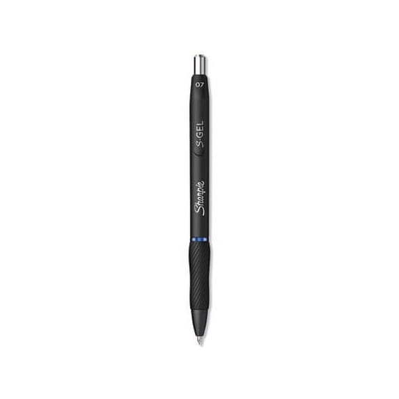 S-Gel Retractable Gel Pen Medium 0.7 mm, Blue Ink, Black Barrel, Dozen