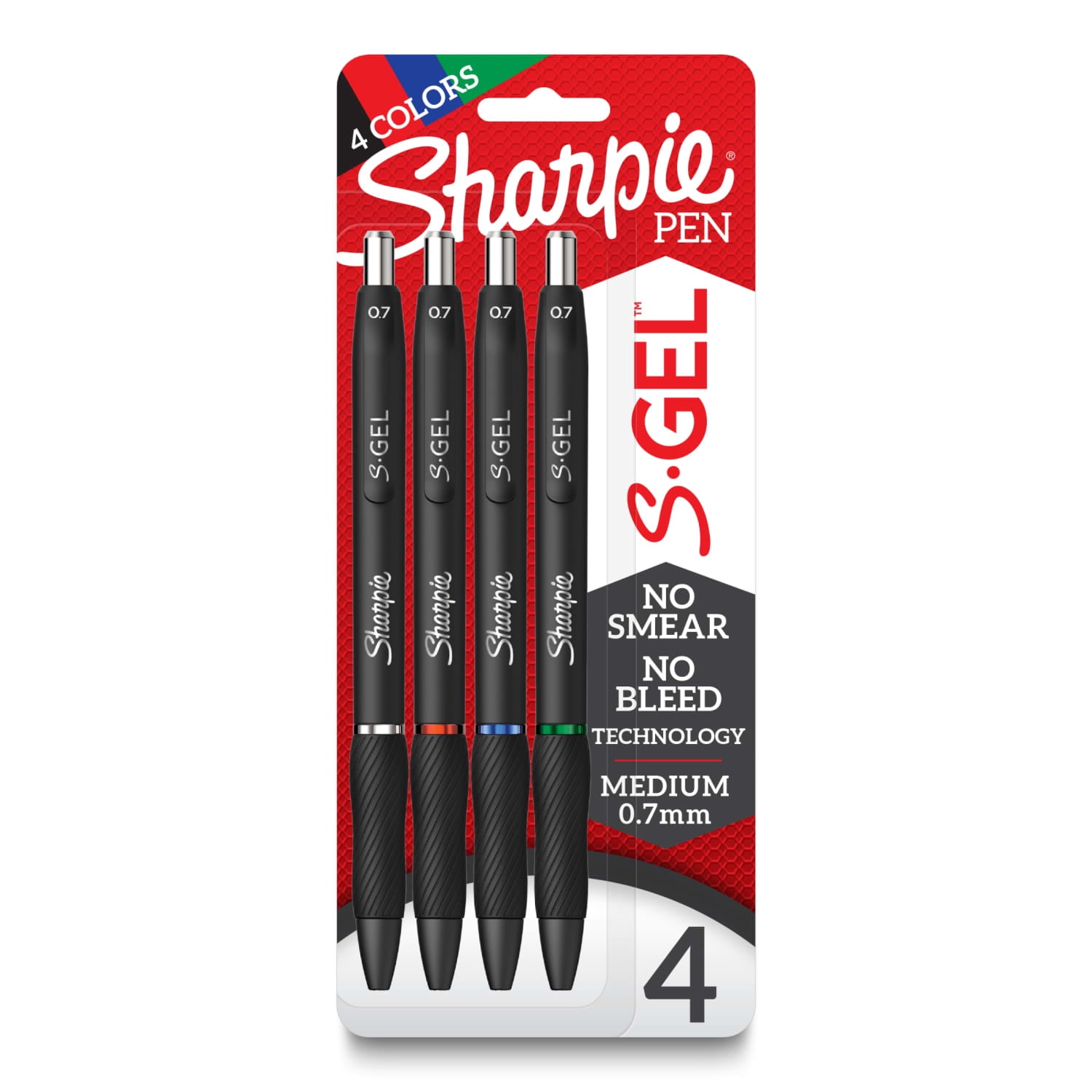 Sharpie S-Gel Pens 0.7 mm Pen Point Size - Assorted Gel-based Ink, 4-Pack