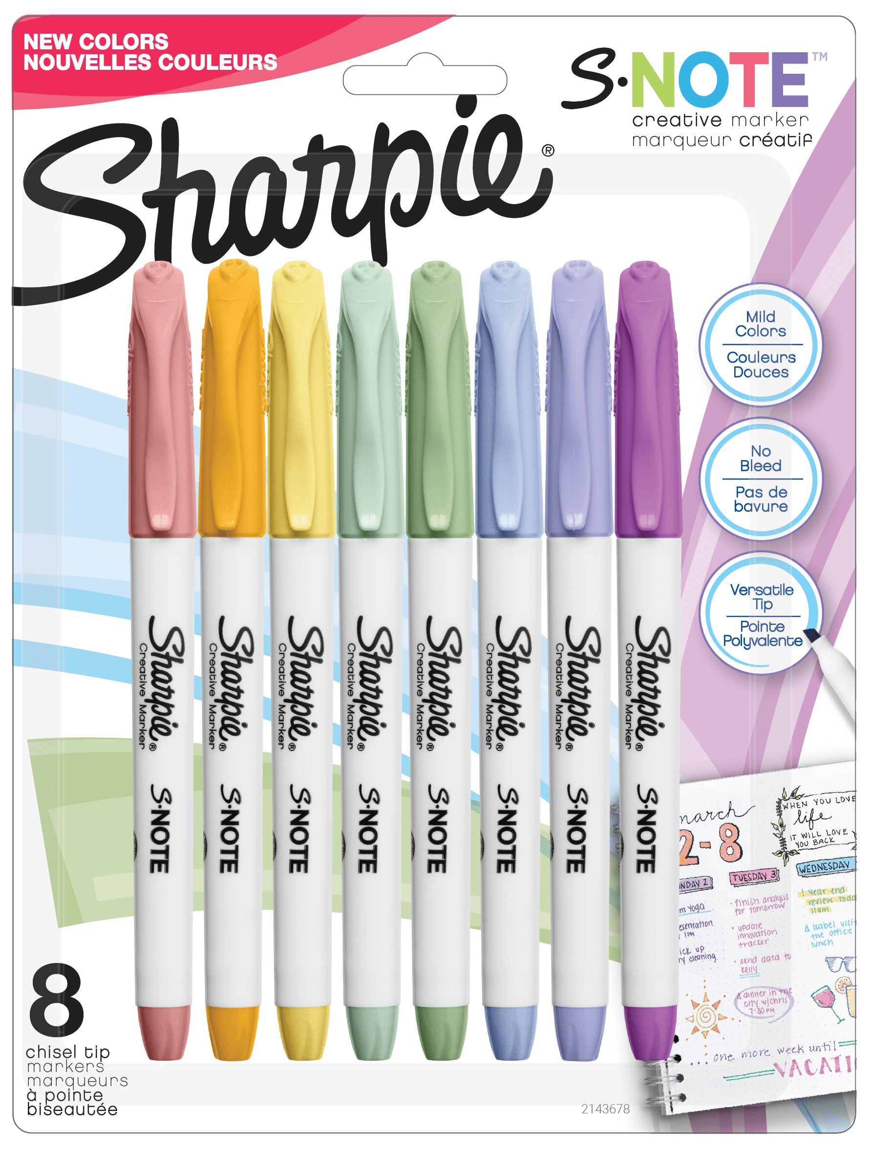 Sharpie S-Note Creative Markers, Highlighters, Assorted Colors, Chisel Tip, 8 Count