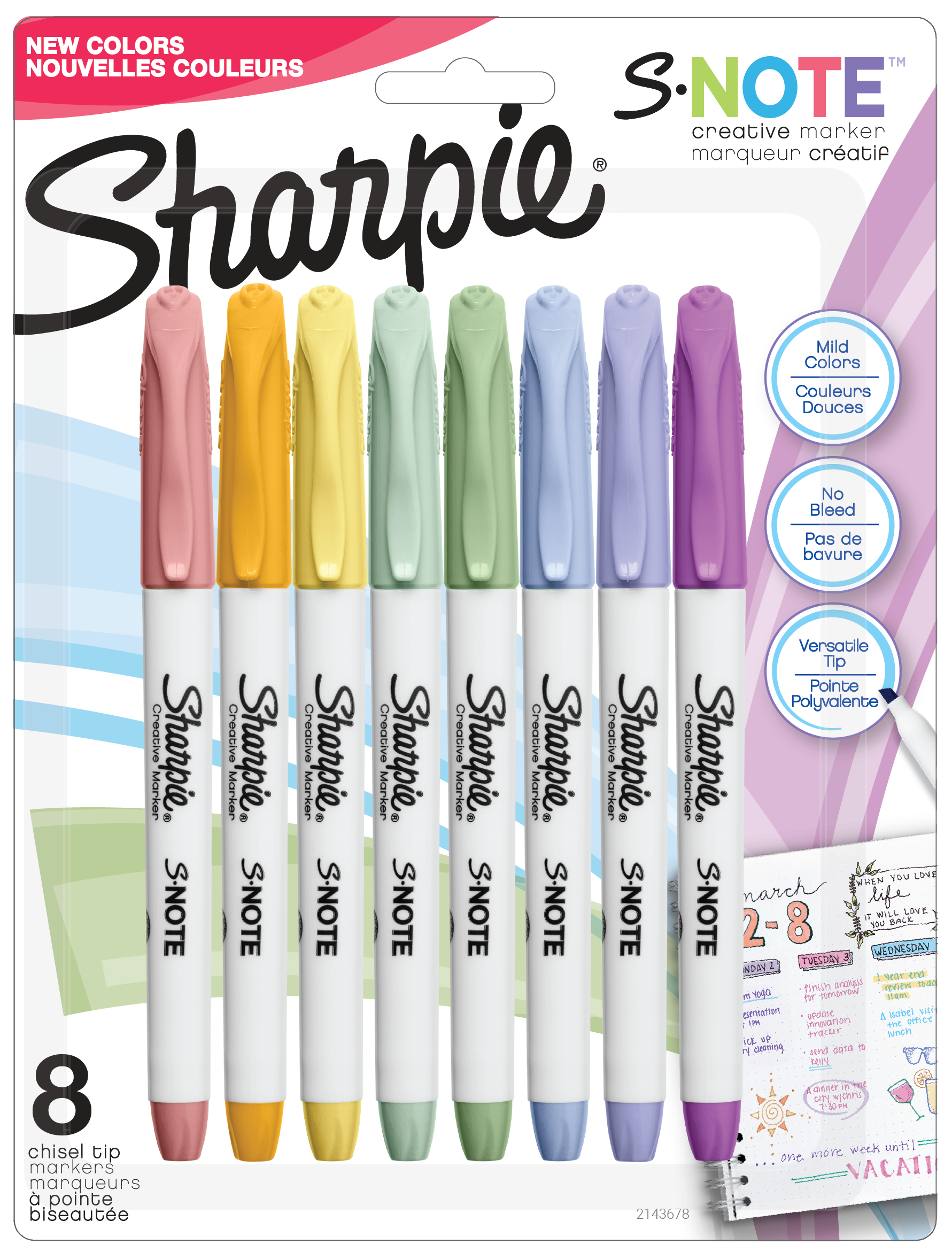 Sharpie S-Note Creative Markers, Highlighters, Assorted Colors, Chisel Tip, 8 Count - image 1 of 9