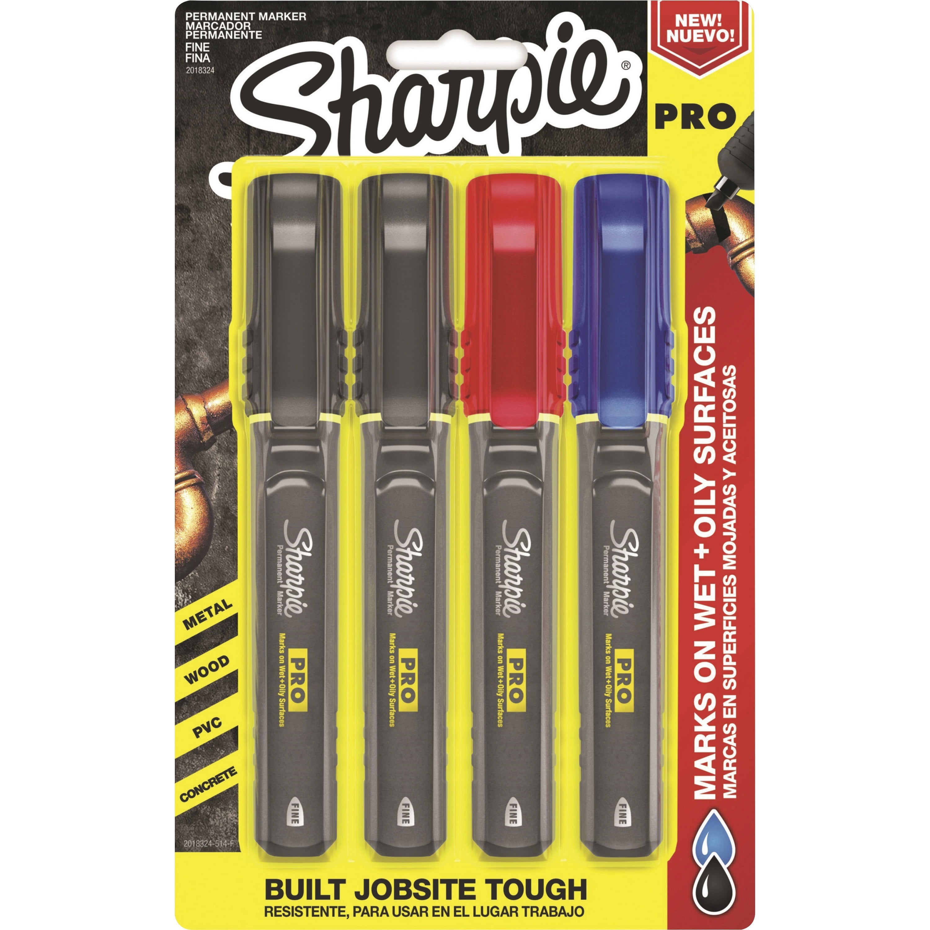 Sharpie, SAN2018324, PRO Fine Tip Permanent Markers, 4 / Pack