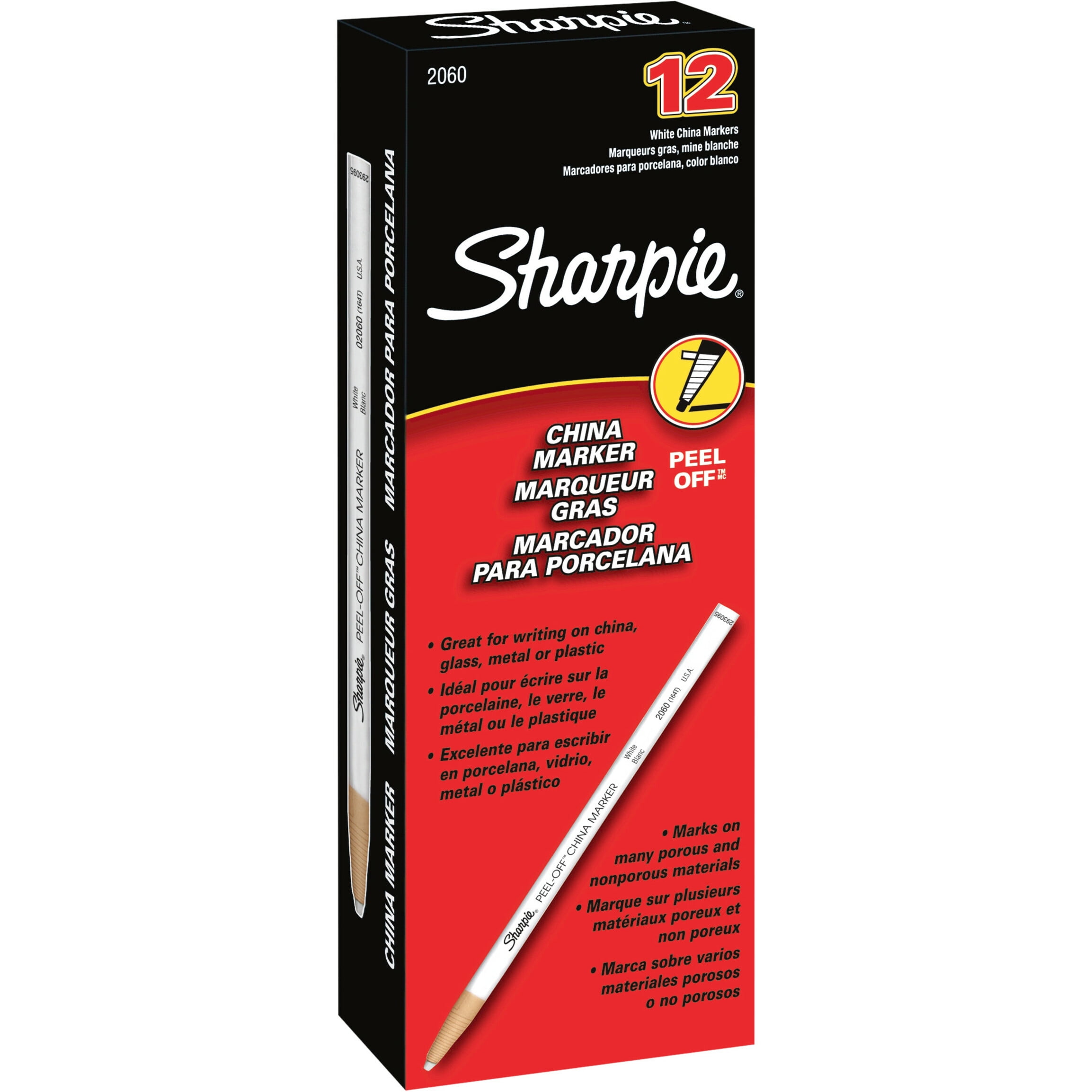 Peel-Off China Markers, White, Dozen Peel-Off China Markers, White, Dozen