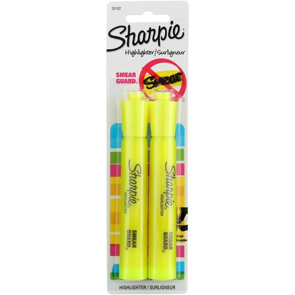 Sharpie Smear Guard Highlighter, 2 Ct 1.3 oz (6 pack)