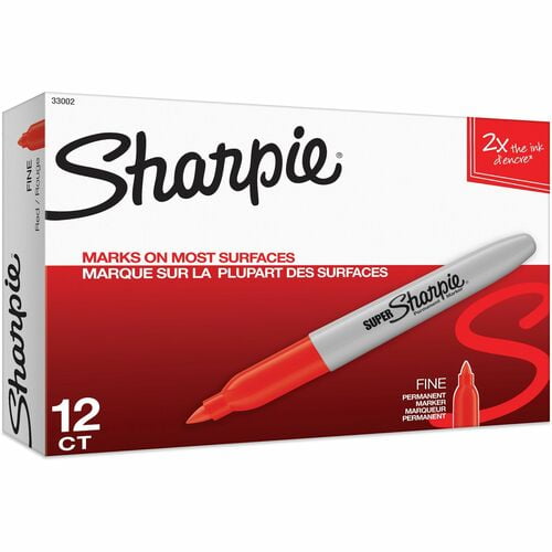 Sharpie Super Bold Fine Point Markers, Red Ink, Alcohol Based (33002) | 2 Dozen (24 Total)