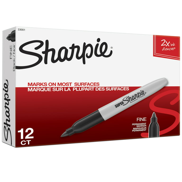 Sharpie Non-Washable Quick-drying Waterproof Permanent Marker, Black, Pack 12