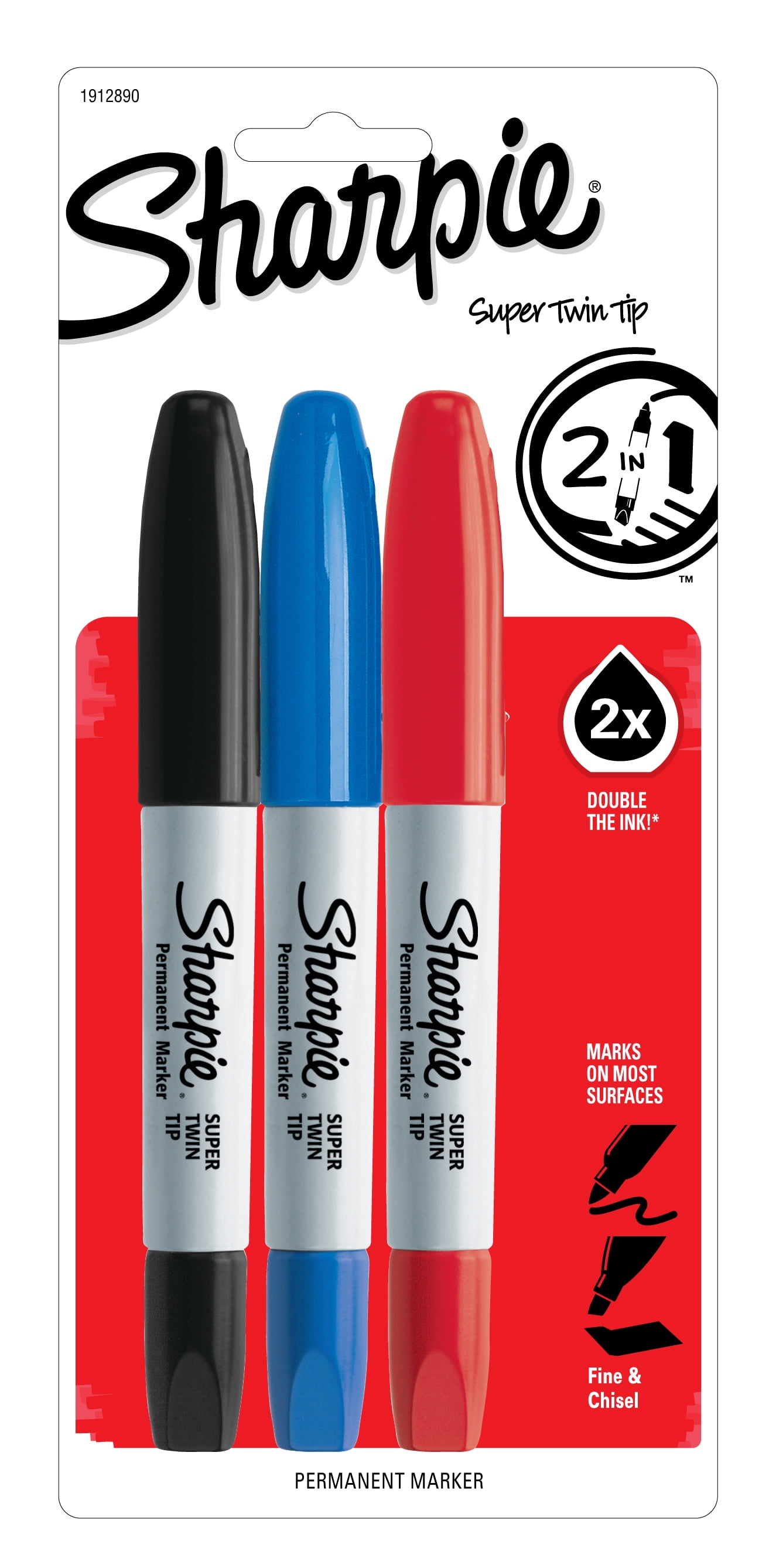 Dual-Tipped Permanent Markers, Chisel and Fine Tips