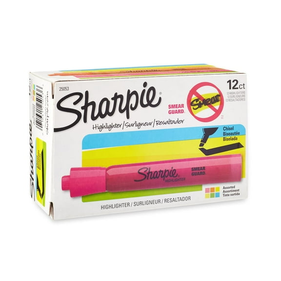 Sharpie Tank Style Highlighters, Chisel Tip, Assorted, 12 Count