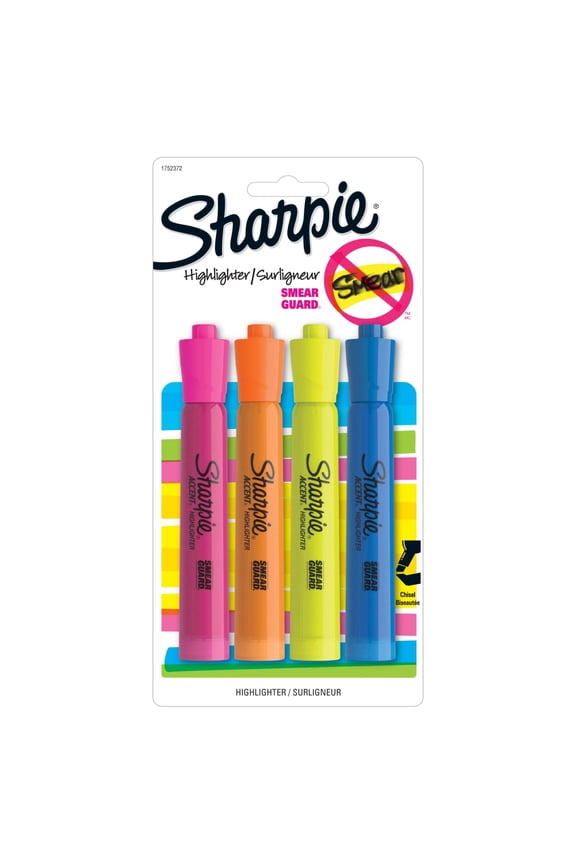 Tank-Style Highlighters, Chisel Tip, Assorted, 4 Count