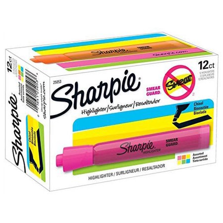 Sharpie Tank Style Highlighters, Chisel Tip, Assorted, Box of 12