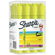 Sharpie Tank Style Highlighters, Chisel Tip, Fluorescent Yellow, 12 Count
