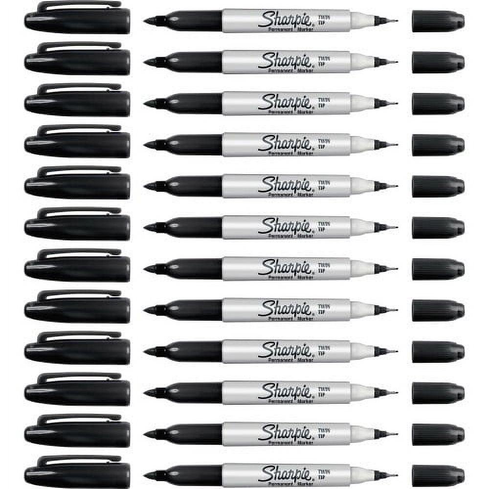 Sharpie Twin Tip Markers Ultra Fine, Fine Marker PointAlcohol Based Ink - 12 / Box - image 1 of 3