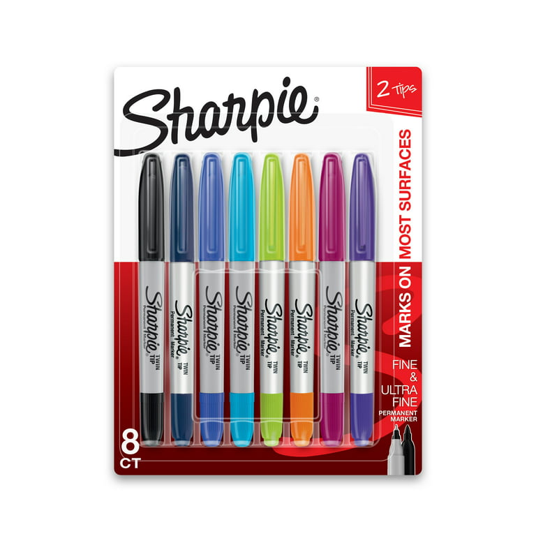 Sharpie Permanent Markers, Fine Tip, Black & Red, 2 Pack