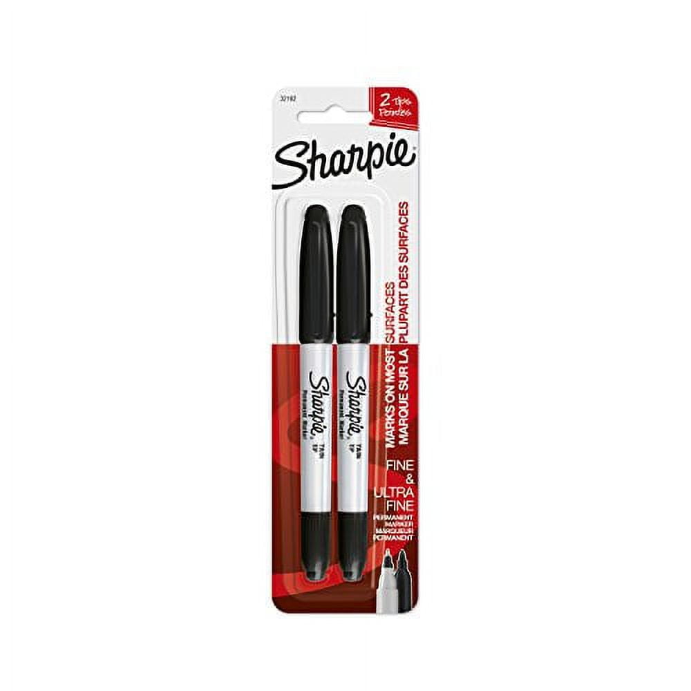Sharpie66 Sharpie Twin Tip Permanent Markers Fine and Ultra Fine, Black, 2 Count ...