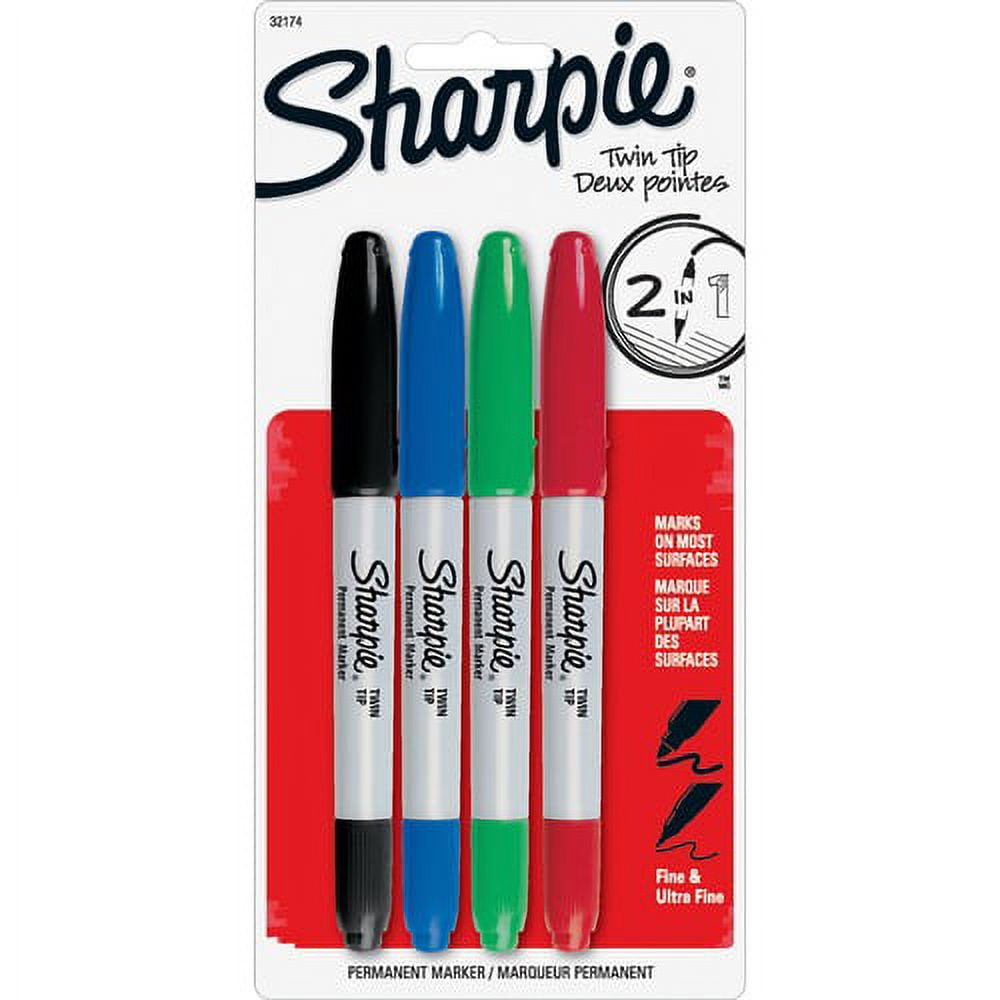 Sharpie Twin Tip Permant Maker - Ultra Fine, Fine Marker Point - 1 mm, 0.3 mm Marker Point Size - Black, Red, Blue, Green Alcohol Based Ink - 4 / Set Sharpie Twin Tip Permant Maker - Ultra Fine, Fine Marker Point - 1 mm, 0.3 mm Marker Point Size - Black, Red, Blue, Green Alcohol Based Ink - 4 / Set