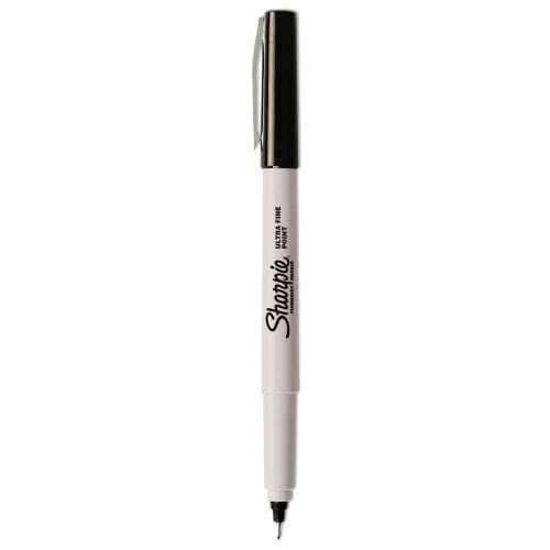 Sharpie Ultra Fine Tip Permanent Marker, Extra-Fine Needle Tip, Black, Dozen (37001)