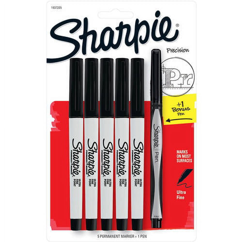 Sharpie UltraFine Black Permanent Markers, 5ct + Sharpie Pen
