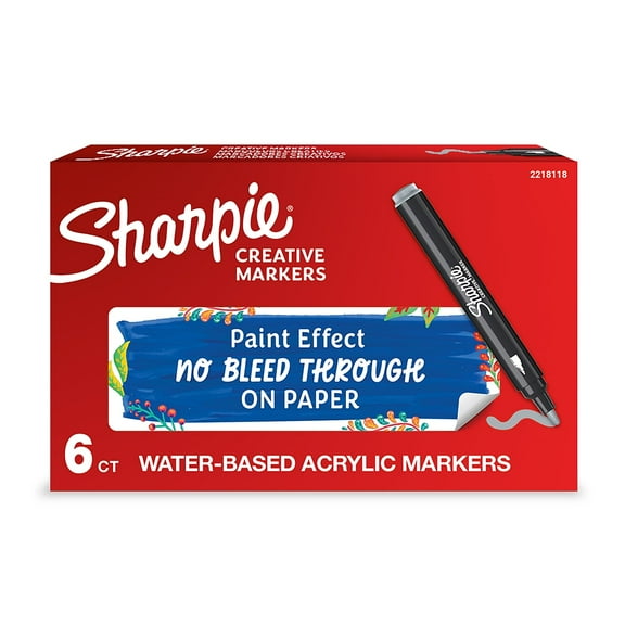 Sharpie Water-Based Creative Markers Bullet Tip Gray/Silver 6/Pack (2218118)