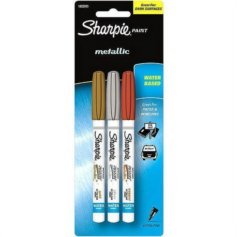 Sharpie Water-Based Metallic Extra Fine Point Paint Markers, Gold, Silver  and Copper Rose