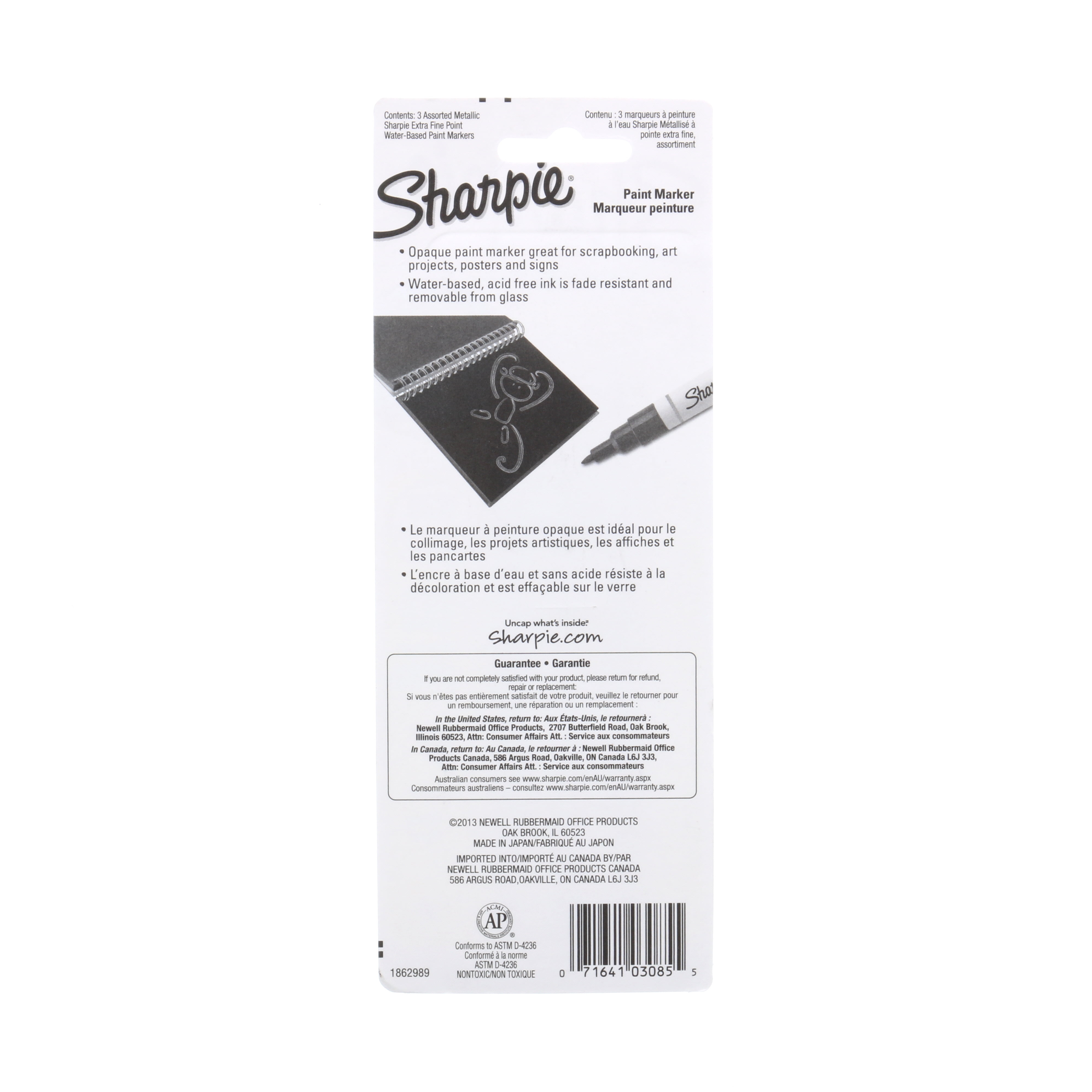 Sharpie Waterbased Paint Marker Set - Gold/Silver/Copper, Metallic Colors, Extra-Fine Point, Set of