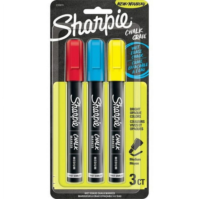 Sharpie Wet Erase Chalk Markers - Medium Marker Point - Red, Blue, Yellow - 3 / Pack Sharpie Wet Erase Chalk Markers - Medium Marker Point - Red, Blue, Yellow - 3 / Pack