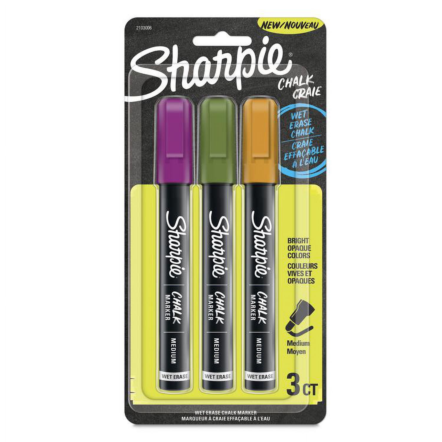Sharpie Wet Erase Chalk Markers, Medium Point, Assorted Colors, 24 Count, 8 Pack