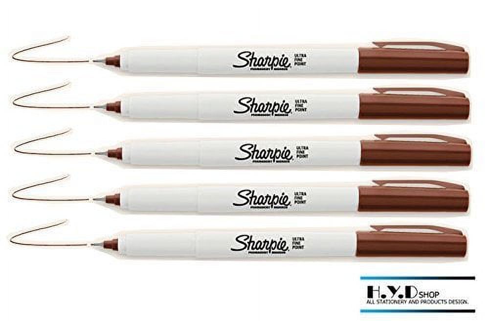 Sharpie ultra fine point permanent markers brown color / 5 Pcs. of Set 