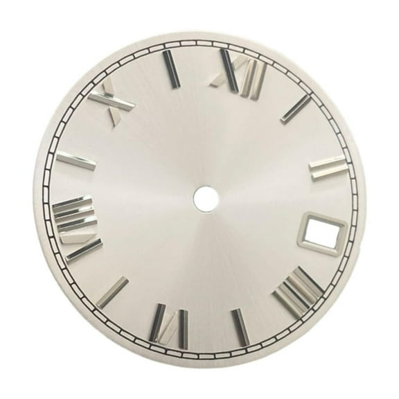 Sharplace 28.5mm Watch Dial for NH35 NH36 Movement with Calendar Vintage Design Replacement Watch Face Component Part Accessories Spare White Argent
