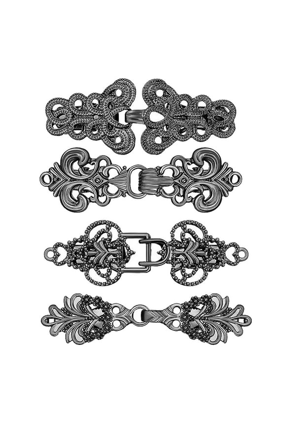 4 Pieces Sweater Clips Cardigan Collar Clips Decorative Medieval Alloy Cloak Clasps Clips Fasteners for Jackets Costume Scarf Black