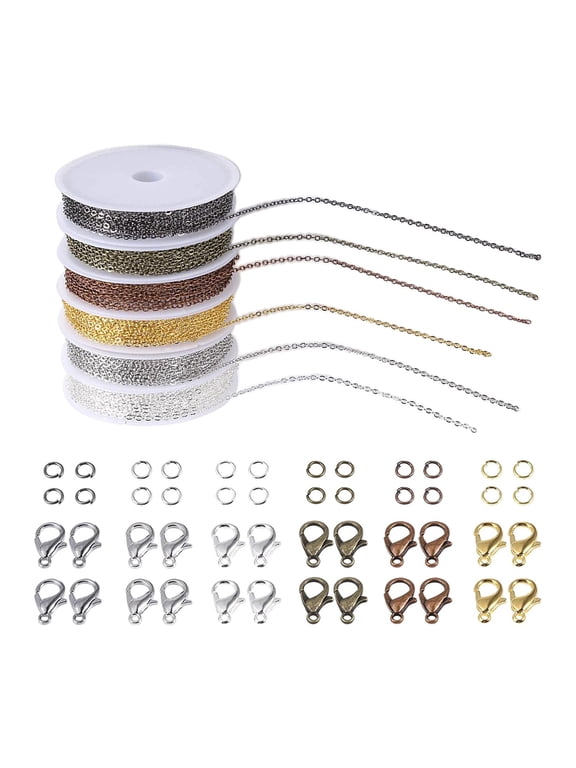 59 Feet Necklace Chains for Jewelry Making, 6 Colors Jewelry Making Chains with 60 Lobster Clasps 180 Open Jump in Bulk for Crafts Jewelry Making