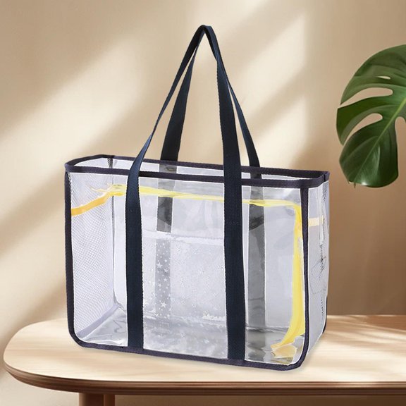 Sharplace Clear Tote Bag Beach Tote Zipper Closure Casual PVC Women Handbag Transparent Shoulder Bag Dark Blue