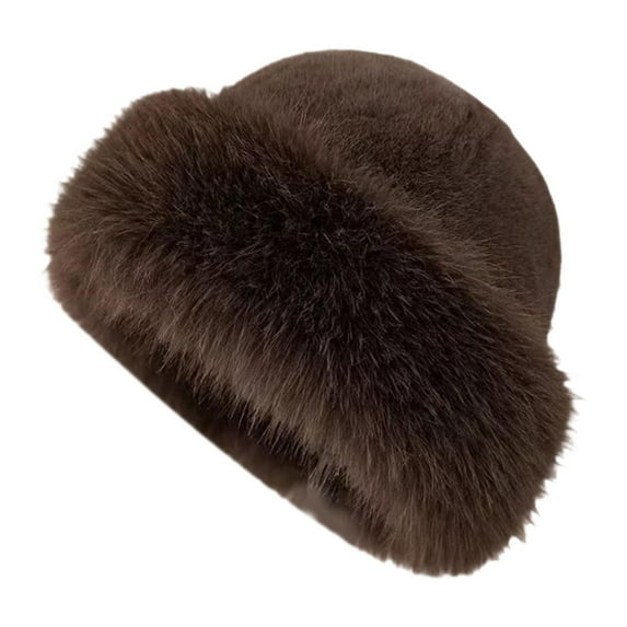 Sharplace Cossack Hat Russian Hat Women Winter Faux Hat for Hiking Cold Weather Travel Brown
