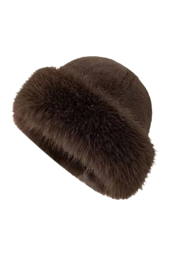 Cossack Hat Russian Hat Women Winter Faux Hat for Hiking Cold Weather Travel Brown