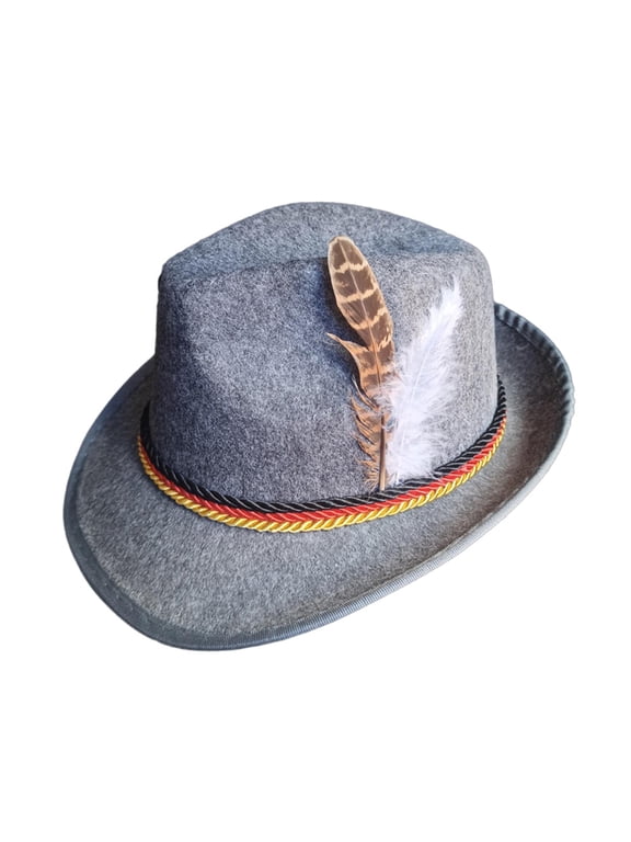 Fedora Hat for Men Derby Bowler Hat Decorative Winter Bucket Hat Fancy Dress Curled Brim Cap Jazz Hat for Beach German Travel Dark Gray